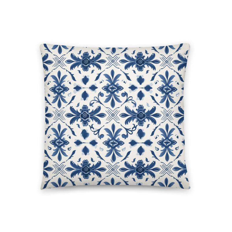 Portuguese Azulejo Elegance Traditional Accent Pillow - Back