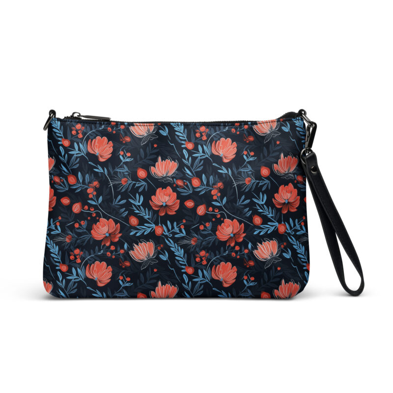 Midnight Berry Blooms – Crossbody Bag - FRONT View