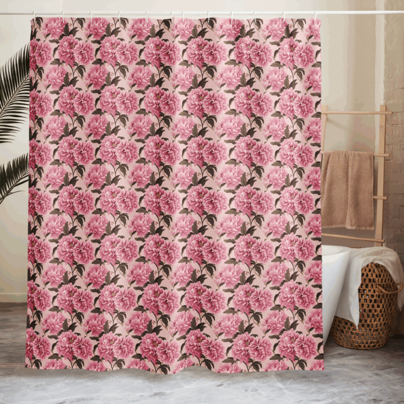 Blush Bloom Elegance Shower Curtain - Front View