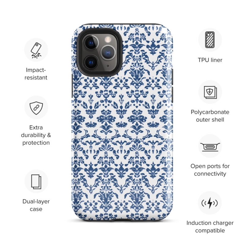 iphone-11-pro. iPhone cases. Cute phone cases with floral blue print and features