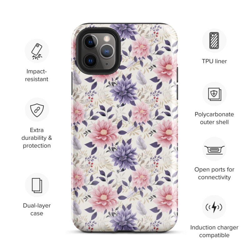 iphone-11-pro-max. iPhone cases. Cute phone cases with floral pattern and features