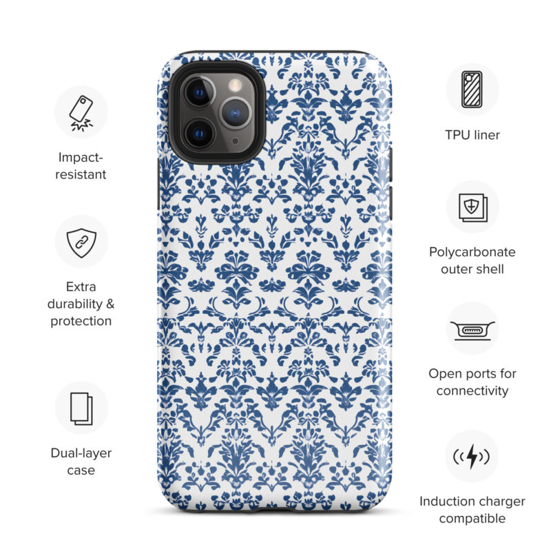 iphone-11-pro-max. iPhone cases. cute phone cases with blue floral print and features