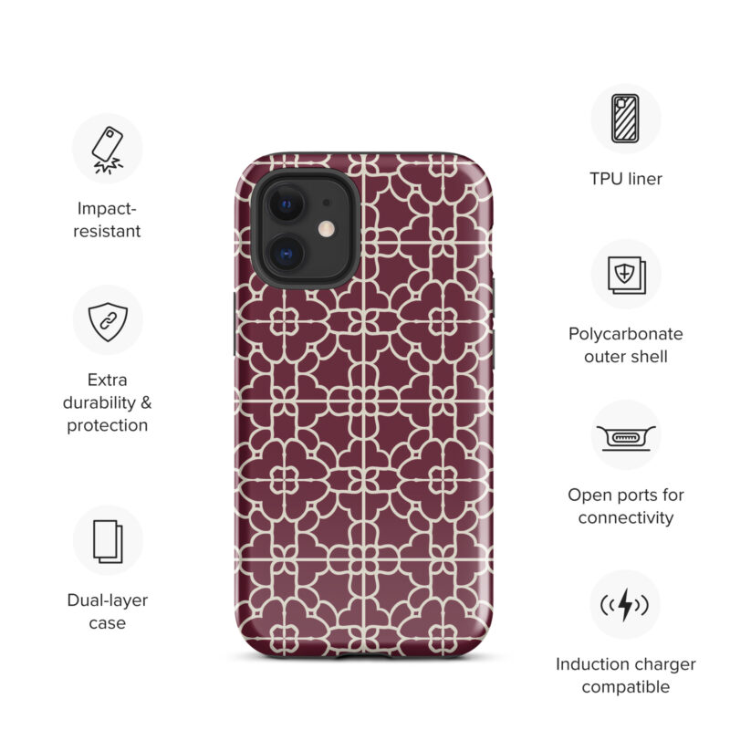 iphone-12-mini. iPhone cases with cute red geometric design and features.