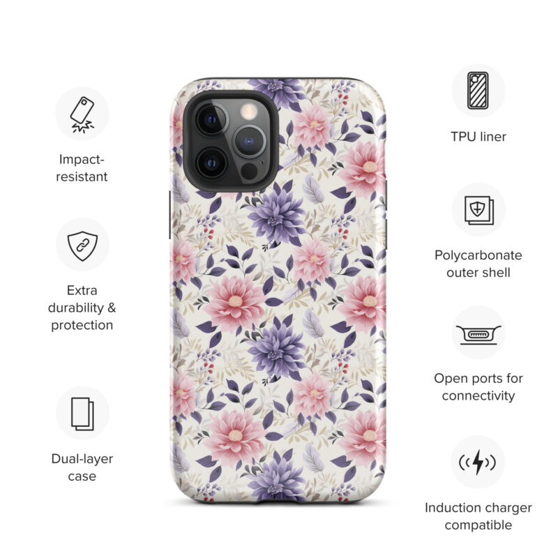 iphone-12-pro. Cute phone cases for iPhone with floral design and features.