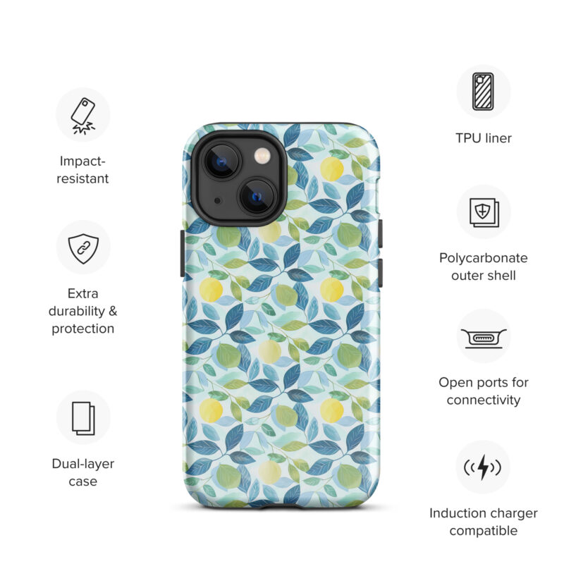 iphone-13-mini. Cute phone cases for iPhone with lemon design and features.