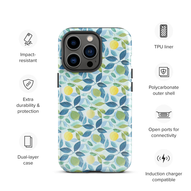 iphone-13-pro. Cute phone cases for iPhone with lemon design and features.