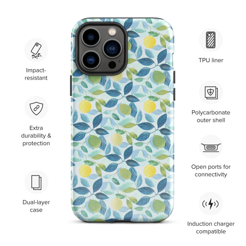 iphone-13-pro-max. iPhone cases. Cute phone cases with lemon pattern and features.