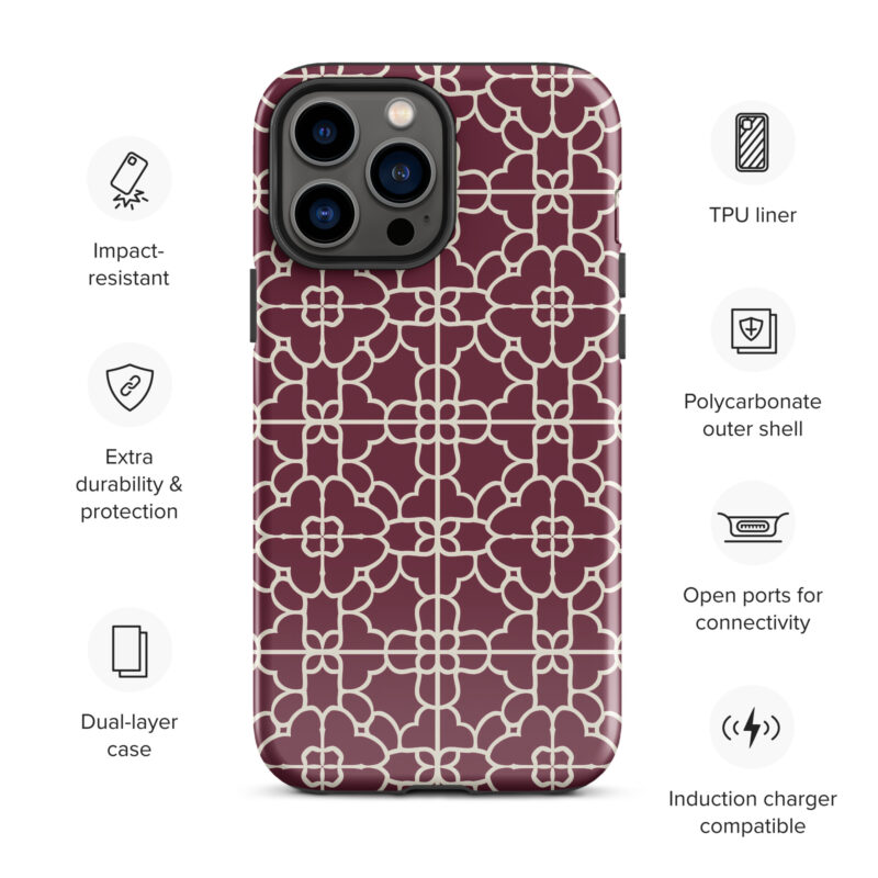 iphone-13-pro-max. iPhone cases. Cute phone cases with red geometric patterns and features.