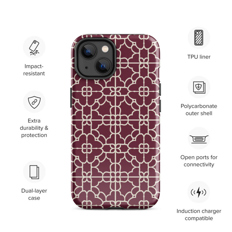 iphone-14. iPhone cases with cute red geometric design and features.