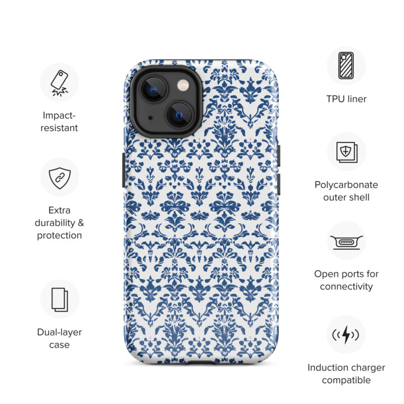 iphone-14. iPhone cases. Cute phone cases with blue floral print and features