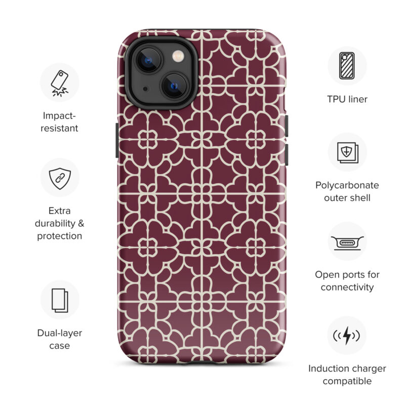 iphone-14-plus. Cute phone cases for iPhone with red geometric design and features.