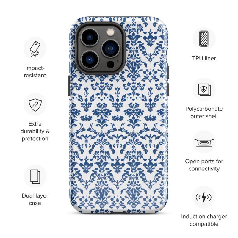 iphone-14-pro-max. iPhone cases. Cute phone cases with blue floral print and features