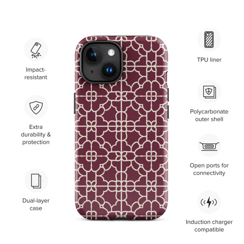 iphone-15. iPhone cases .Cute phone cases with red geometric pattern and features.
