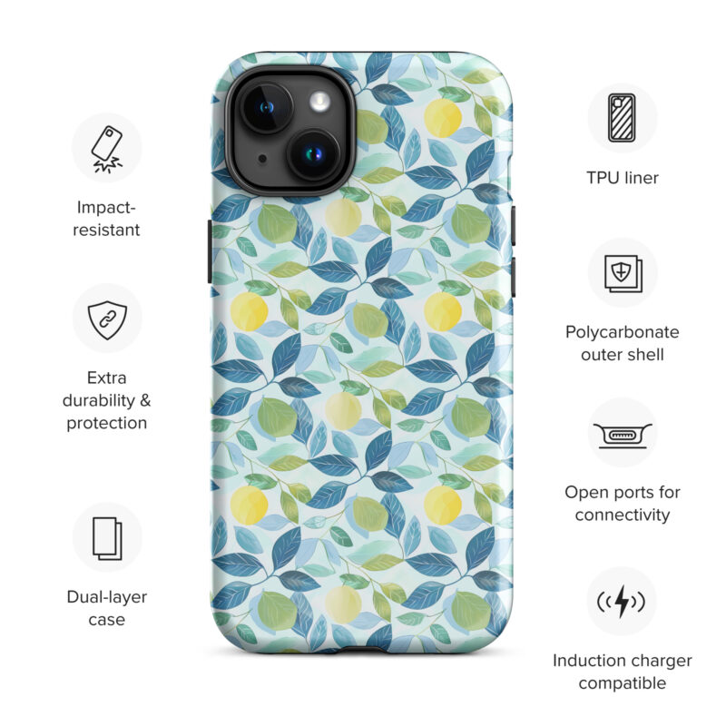 iphone-15-plus. iPhone cases with cute lemon design and features.