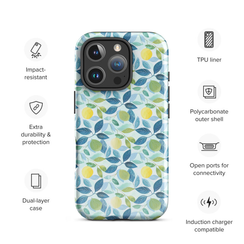 iphone-16-pro. Cute phone cases for iPhone with lemon design and features