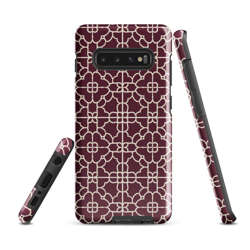 samsung-galaxy-s10-plus. Samsung phone case with cute red geometric design.