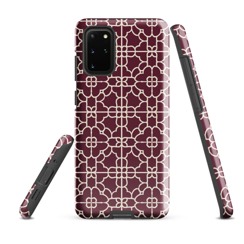 samsung-galaxy-s20-plus. Samsung phone case with cute red geometric design.