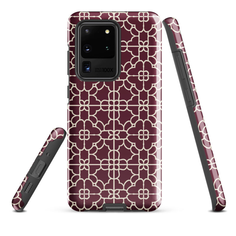 samsung-galaxy-s20-ultra. Samsung phone case with cute red geometric pattern.