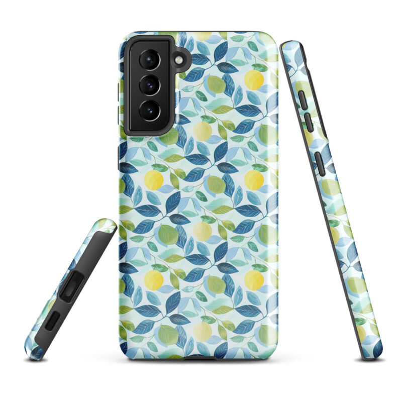 samsung-galaxy-s21-plus. Samsung phone case with cute lemon print.