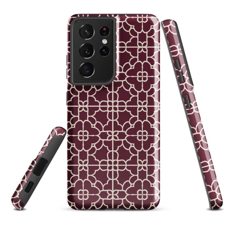 samsung-galaxy-s21-ultra. Cute phone cases for Samsung phones with red geometric design.