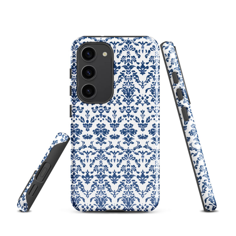 samsung-galaxy-s23. Samsung phone case. Cute phone cases with blue floral print design
