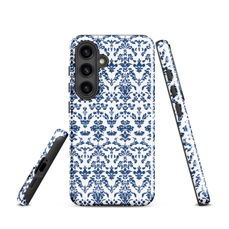 samsung-galaxy-s24. Cute phone cases .Samsung phone case with blue floral design.