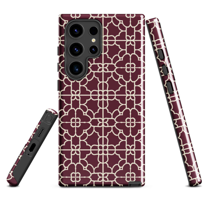 samsung-galaxy-s24-ultra. Samsung phone case with red geometric design.