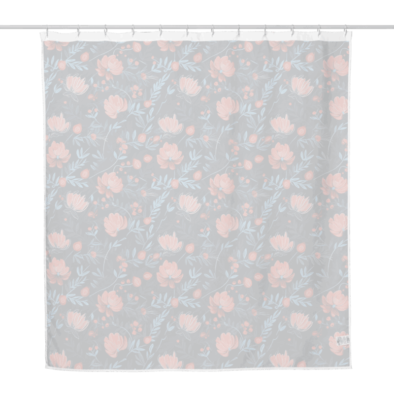 Midnight Berry Blooms Shower Curtain - Back View