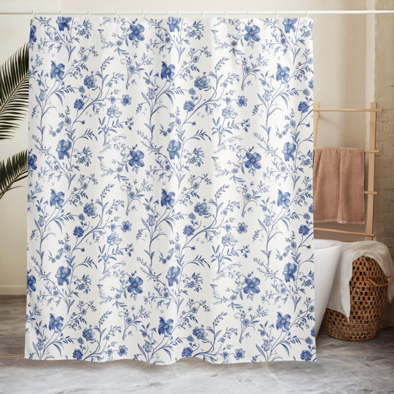 French Floral Charm Shower Curtain - Front View