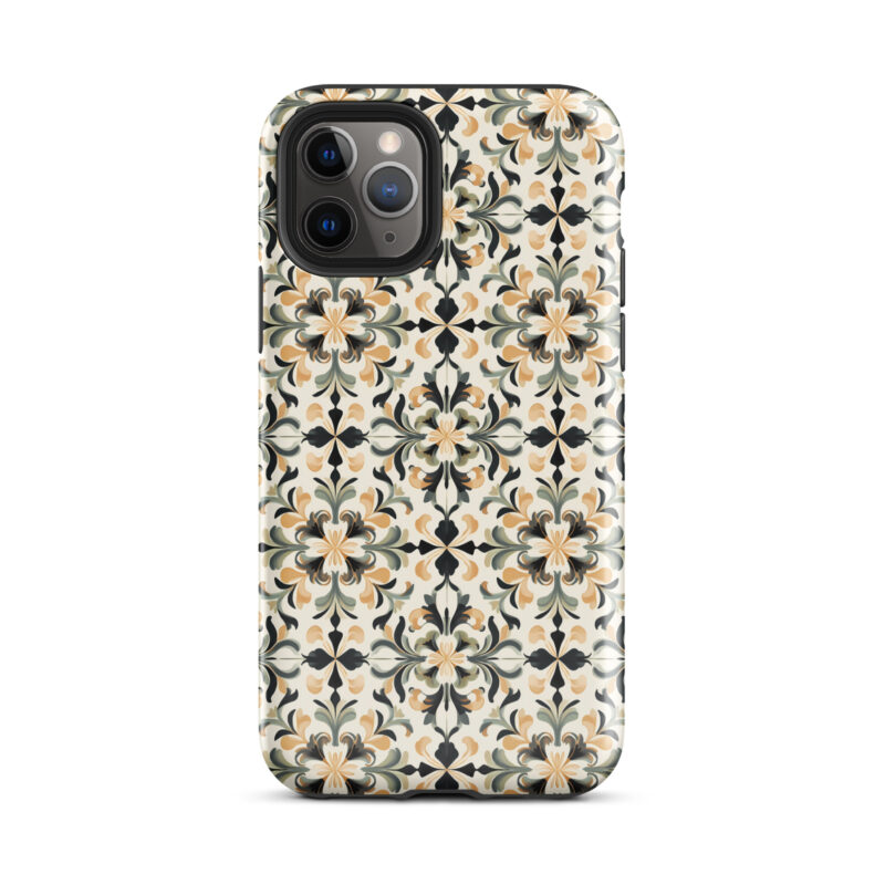 iphone-11-pro. Cute phone cases for iPhone with cute golden floral design.