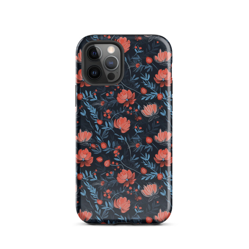 iphone-12-pro. iPhone cases with chic floral berry design.