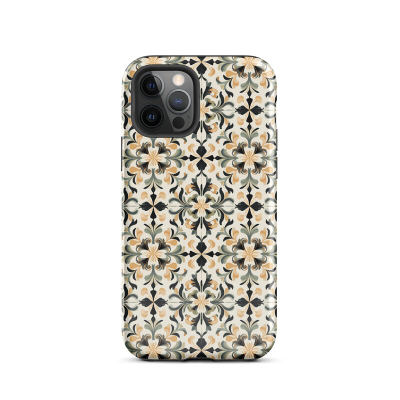 iphone-12-pro. iPhone cases with cute floral golden pattern.