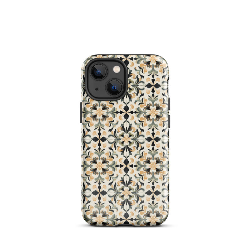 iphone-13-mini. iPhone cases with cute golden floral pattern.