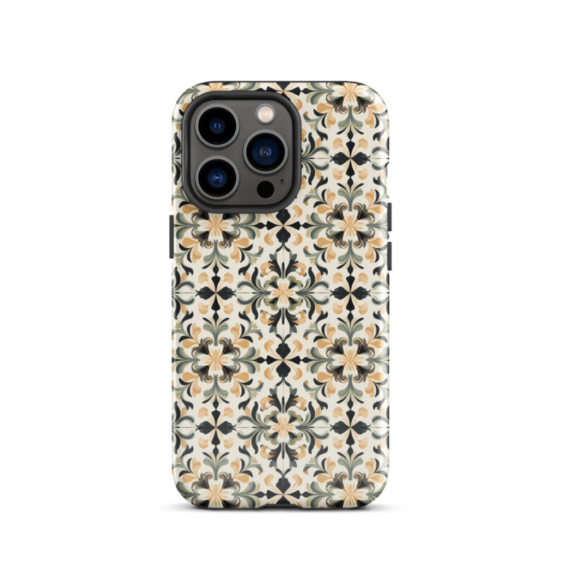 iphone-13-pro. iPhone cases. Cute phone cases with golden floral pattern.