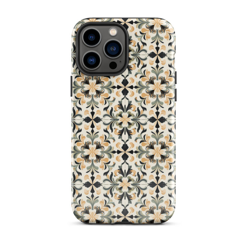 iphone-13-pro-max. Cute phone cases for iPhone with golden floral pattern.