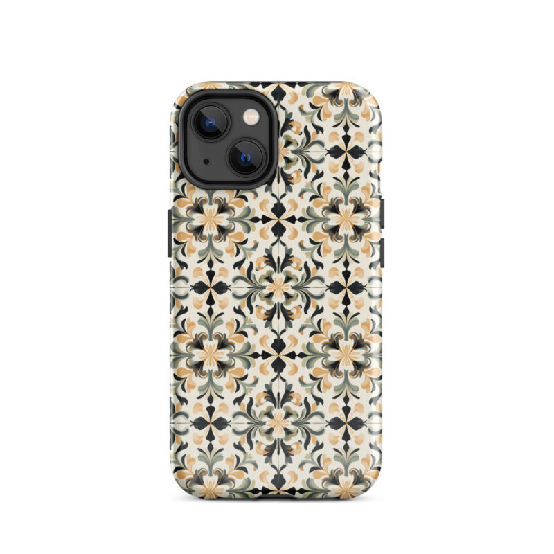 iphone-14. iPhone cases. Cute phone cases with golden floral pattern.