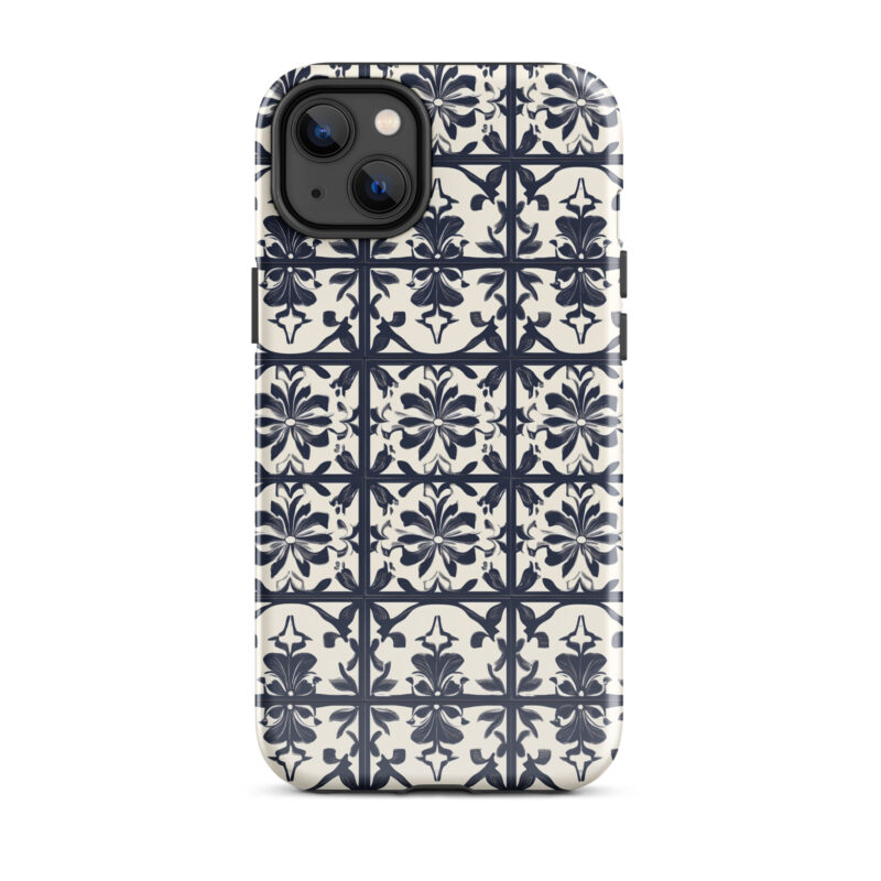 iphone-14-plus. iPhone cases with cute bloom tiles design.