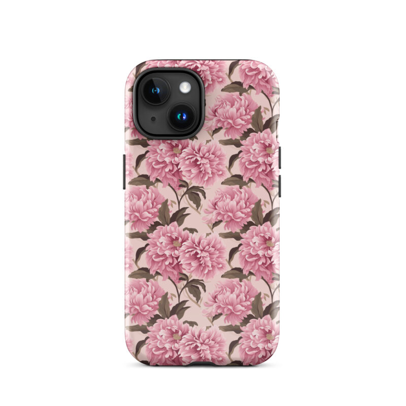 -iphone-15. iPhone cases with cute floral pink pattern.