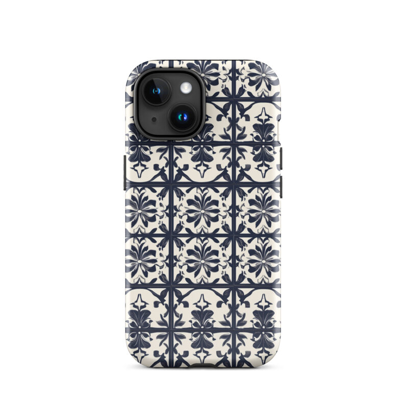 iphone-15. iPhone cases with cute bloom tile design.
