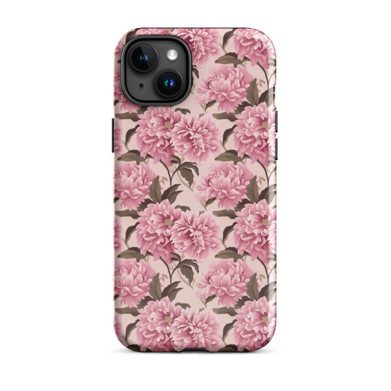 iphone-15-plus. iPhone cases with chic pink floral pattern.