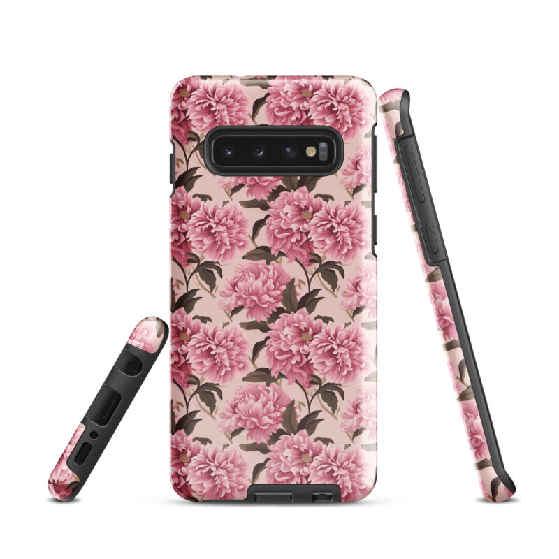 samsung-galaxy-s10. Samsung phone case with cute pink floral pattern.