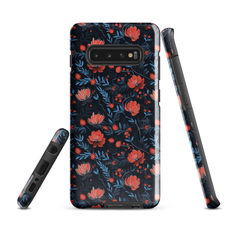 samsung-galaxy-s10-plus. Samsung phone case with chic floral berry design.