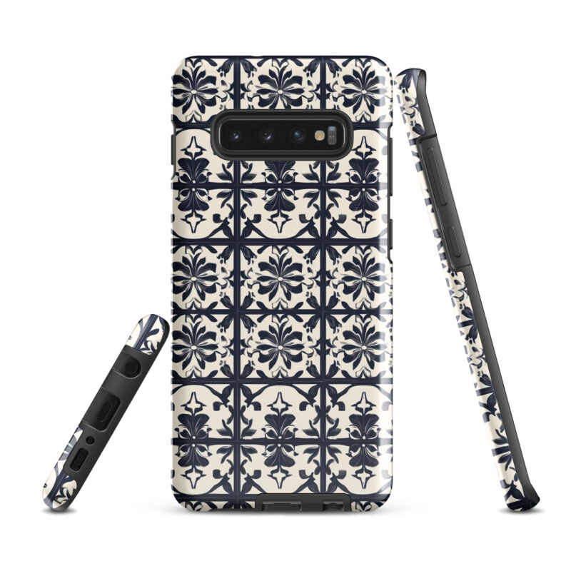 samsung-galaxy-s10-plus. Samsung phone case with cute bloom tile pattern.