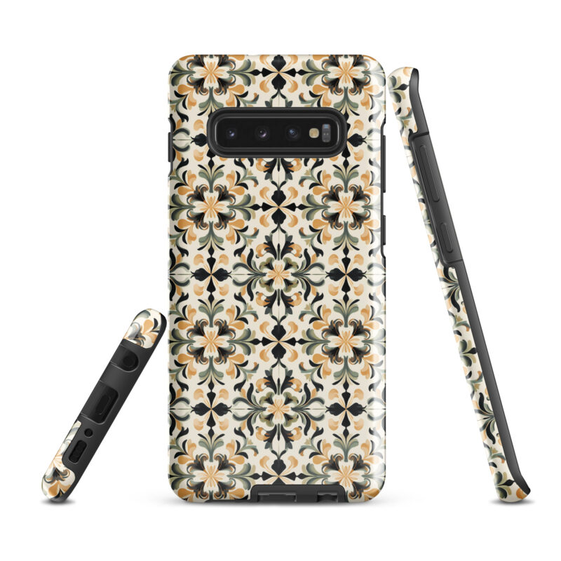 samsung-galaxy-s10-plus. Cute phone cases for Samsung phones with golden floral design.