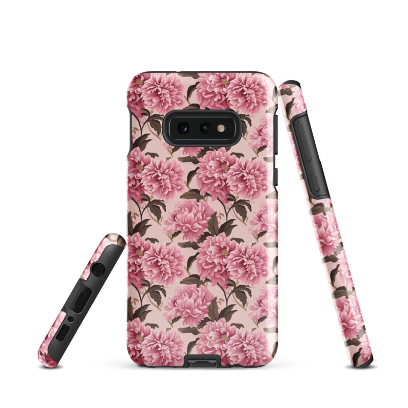 samsung-galaxy-s10e. Samsung phone case with cute pink floral design.