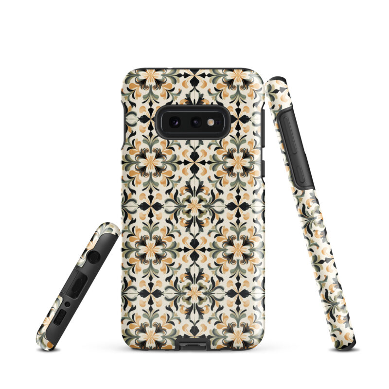 samsung-galaxy-s10e. Cute phone cases for Samsung phones with golden floral design.