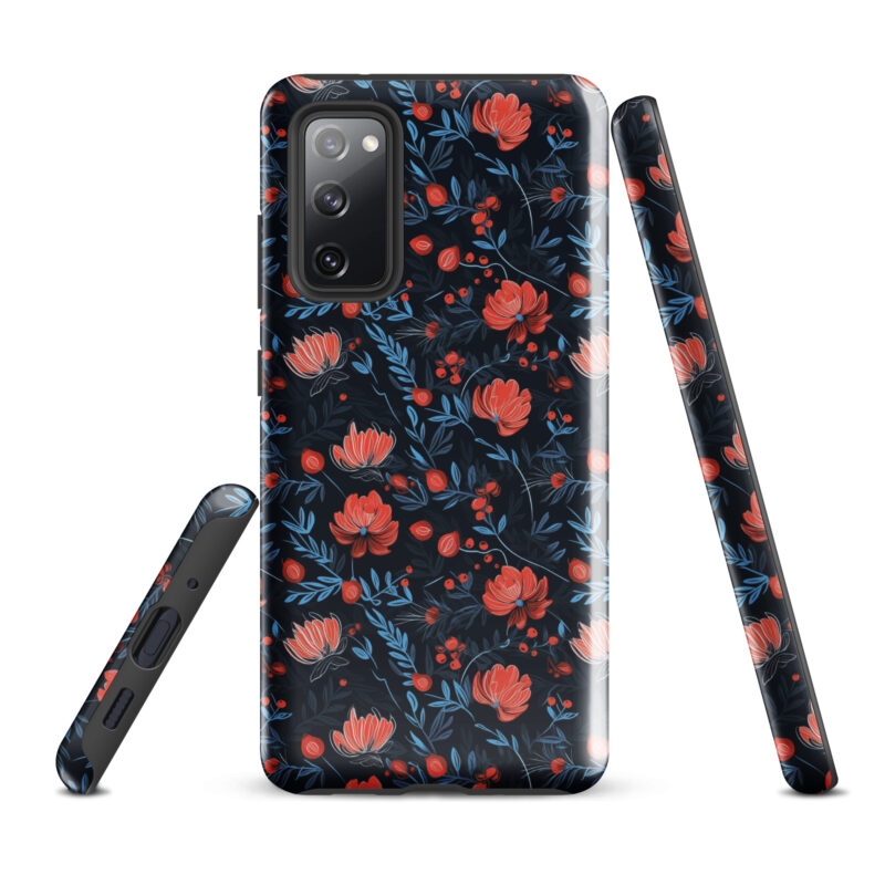 samsung-galaxy-s20-fe. Samsung phone case with chic floral berry design.