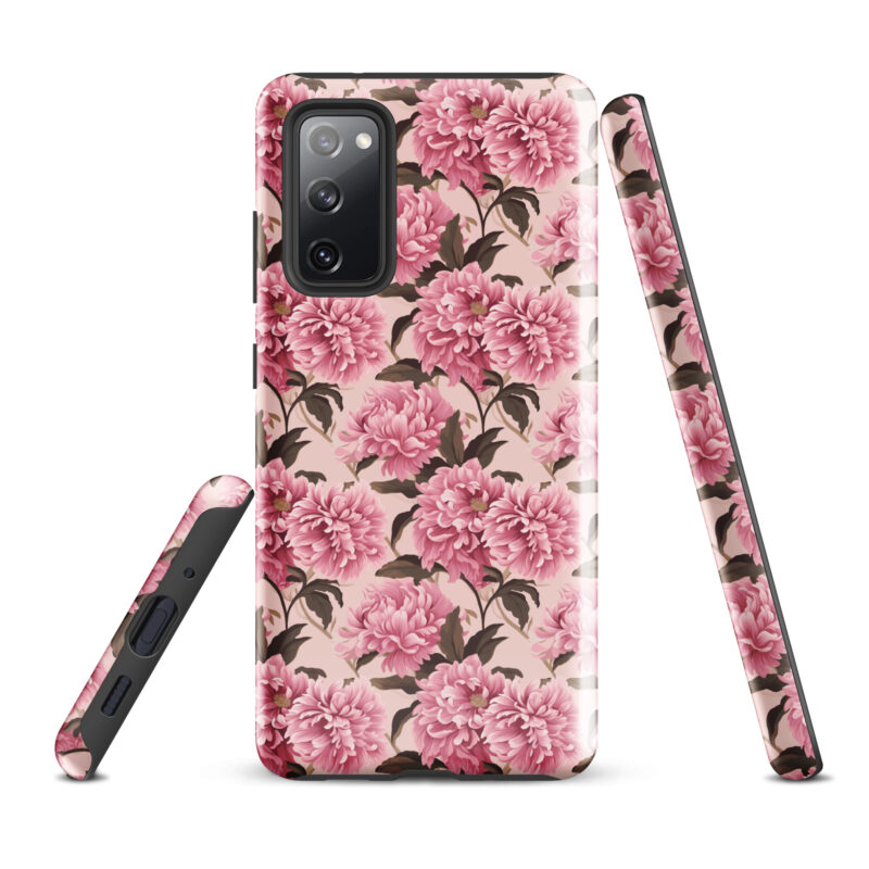 samsung-galaxy-s20-fe. Samsung phone case with cute pink floral pattern.