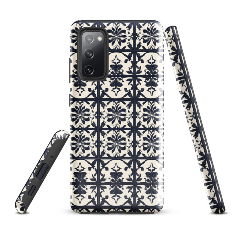 samsung-galaxy-s20-fe. Samsung phone case with cute bloom tiles pattern.