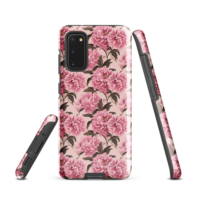 samsung-galaxy-s20. Samsung phone case with cute pink floral pattern.